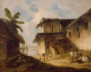 Escena de un pueblo de Bengala, 1819-1821