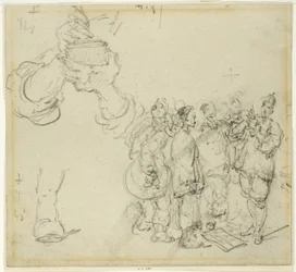 Lámina de Estudios: Manos y Grupo de Figuras Orientales
