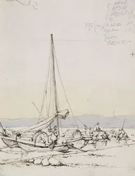 Barcos Tanka en la orilla