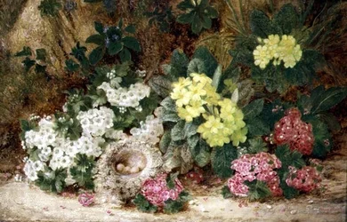 Naturaleza muerta con prímulas