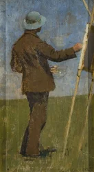 Un artista pintando al aire libre