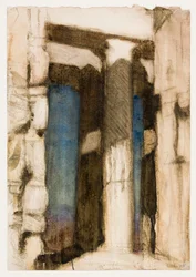 Puerta del Partenón (carboncillo, acuarela y gouache sobre papel)
