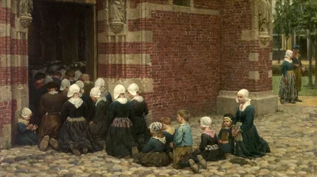 Misa mayor en un pueblo pesquero del Zuiderzee, Holanda, 1876