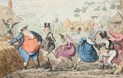 Una Visita a la Granja Cockney - Viendo los Terrenos, etc., pub. 1835