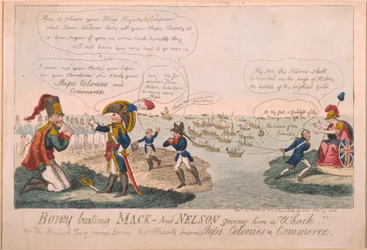 Boney golpeando a Mack - ¡Y Nelson dándole un golpe!, 1805