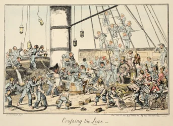 Cruzando la Línea, de Greenwich Hospital, una Serie de Bocetos Navales, Descriptivos de la Vida de un Hombre de Guerra, pub. 1825