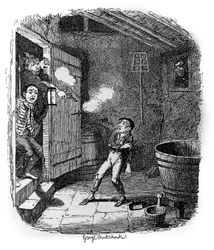 Ilustración para “Oliver Twist” (Olivier) de Charles Dickens (1812-1870), por George Cruikshank (1792-1878).