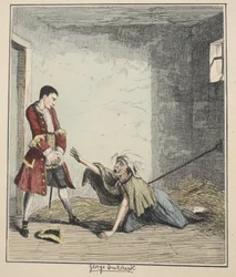 Jack Sheppard visita a su madre en Bedlam, ilustración de Jack Sheppard: Una Novela de William Harrison Ainsworth, publicada 1839