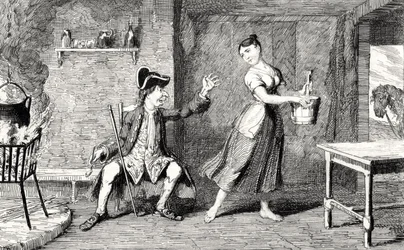 Jeannie Deans en la cabaña de su padre, ilustración de 