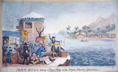 John Bull examinando claramente la cuestión de la esclavitud de los negros, publicado por G. Humphrey