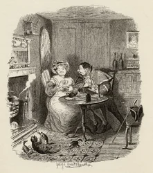 El Sr. Bumble y la Sra. Corney tomando té, de 