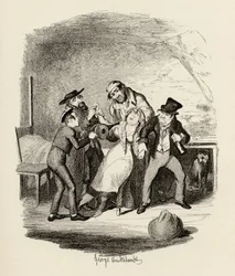 El Sr. Fagin y su alumno recuperando a Nancy, de 