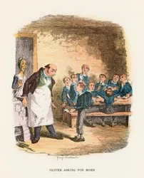 Oliver pidiendo más, ilustración para 