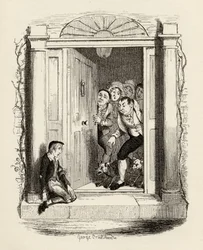 Oliver Twist en la puerta de la Sra. Maylie, de 