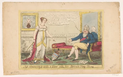 La princesa Charlotte jugó con su peonza holandesa, 1814 Señorita esforzándose por excitar un Resplandor con su Play Thing holandés (título en el objeto)
