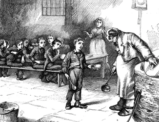 Escena de Oliver Twist de Charles Dickens, 1871