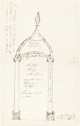 Boceto de un receso octagonal con columnas