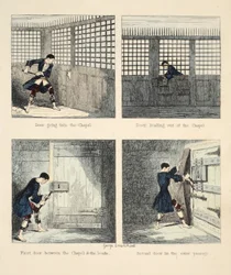 La Fuga No. 2, ilustración de Jack Sheppard: Una Novela por William Harrison Ainsworth, pub. 1839