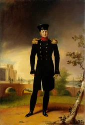Retrato del Zar ruso Alejandro I (1777-1825) (el Grande) con traje de oficial. Pintura de George Dawe (1781-1829) San Petersburgo. Museo del Hermitage