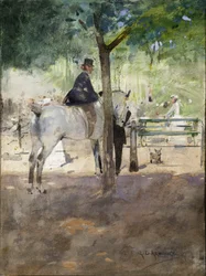 En la fila, c.1890 (acuarela sobre papel)