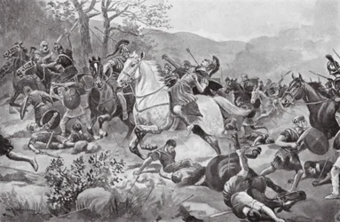 Batalla de Coronea, 447 a.C. (litografía)