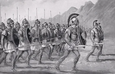 Una falange macedonia, ilustración de «Hutchinson