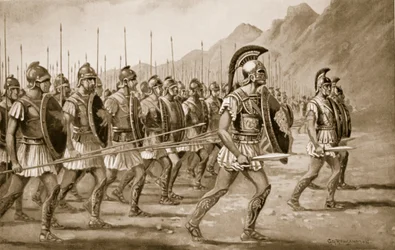 Una falange macedonia, ilustración de «Hutchinson