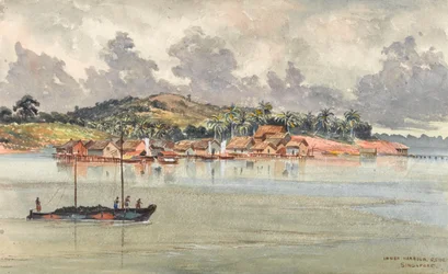 Inner Harbour, S Side, Singapur, c.1859-62 (acuarela)