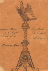 Diseños realizados para Jones y Willis, metalúrgicos y fabricantes de muebles para iglesias de Birmingham y Londres.