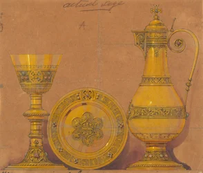 Diseños realizados para Jones y Willis, metalúrgicos y fabricantes de muebles para iglesias de Birmingham y Londres.