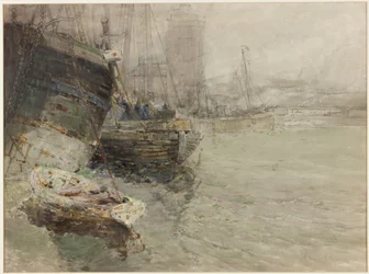North Shields Fish Quay (acuarela y lápiz sobre papel)