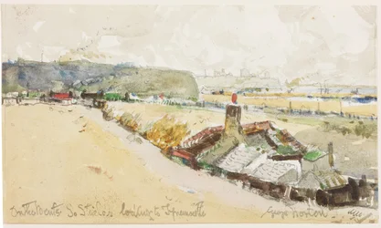 On the Bents, South Shields, Looking to Tynemouth (lápiz y acuarela sobre papel)