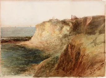 Tynemouth desde la bahía del Rey Eduardo (lápiz y acuarela sobre papel pegado en tabla)