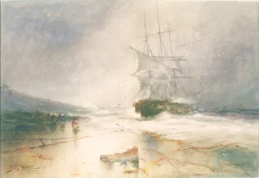 Wreck of the Salween, South Shields Sands (lápiz y acuarela sobre papel)