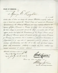 Juramento de lealtad de George E. Leighton de Missouri, Condado de St. Louis