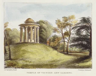 Templo del Sol, Arboreto, Jardines de Kew, lámina 20 de Jardines de Kew: Una Serie de Veinticuatro Dibujos en Piedra, grabado por Charles Hullmandel (1789-1850) publicado 1820