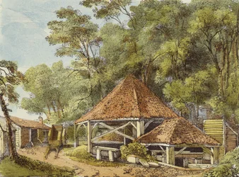 Obras de Agua, Jardines de Kew, lámina 22 de Jardines de Kew: Una Serie de Veinticuatro Dibujos en Piedra, grabado por Charles Hullmandel (1789-1850) publicado 1820