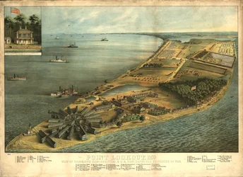 Point Lookout, Md. Vista del Hospital General Hammond y del depósito de prisioneros de guerra de los EE.UU.
