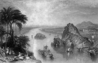 Rocas en Colgong en el Ganges, 1838