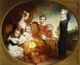 Retrato de Grupo de una Dama con sus Cuatro Hijos en una Terraza, 1843