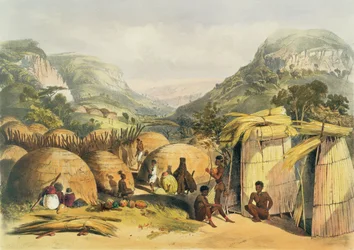 Inanda Kraal, Natal, lámina 25 de The Kafirs Illustrated, 1849