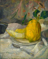 Melón y limón, c.1900 (óleo sobre lienzo y madera)