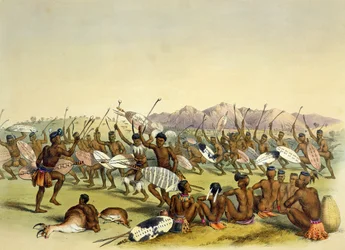 Danza de caza zulú cerca de las montañas Engooi, lámina 14 de 