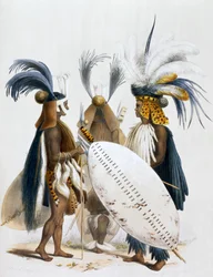 Soldados zulúes del ejército del rey Panda, 1849