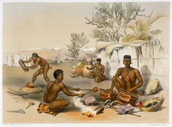 Herreros zulúes trabajando, 1849