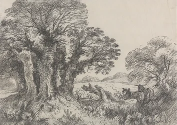 Paisaje con burros