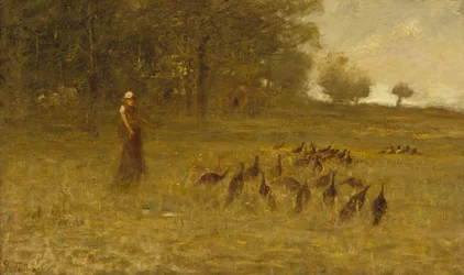 Niña con pavos