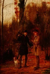 Dos hombres cazando una becada