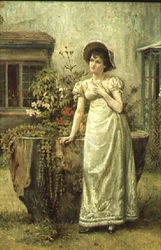 Joven mujer junto a un tocón de árbol