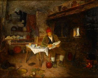 Un hogar rústico: Leyendo las noticias, 1855